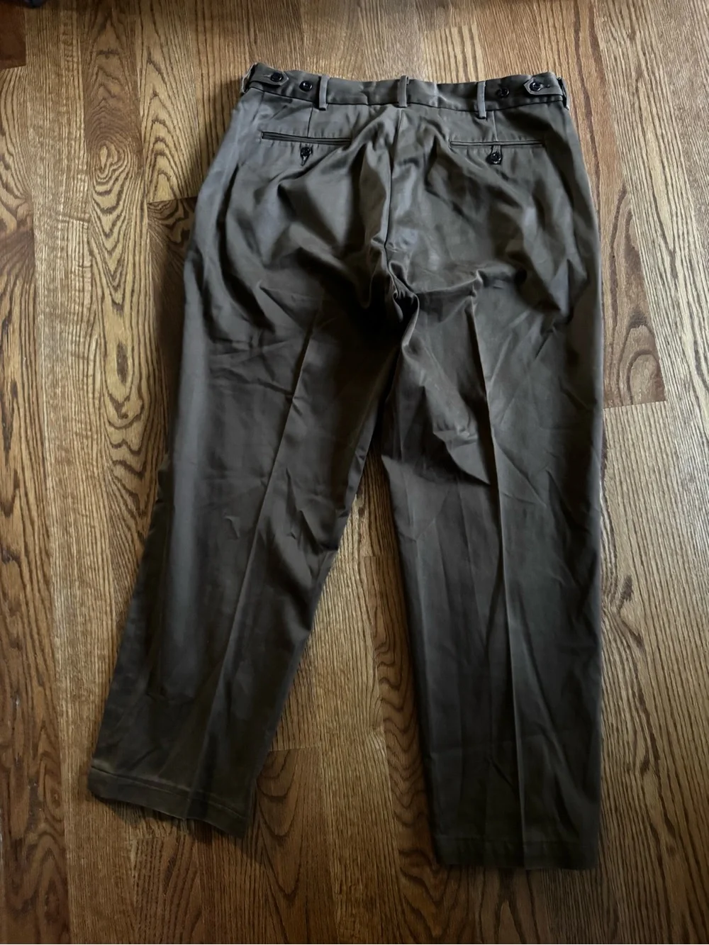 Bills Men’s Brown Cotton Dress Pants Trousers 36x30 Adjustable Waist
